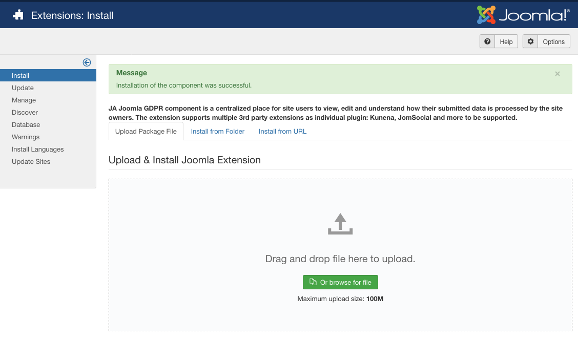 Joomla gdpr是安装包安装