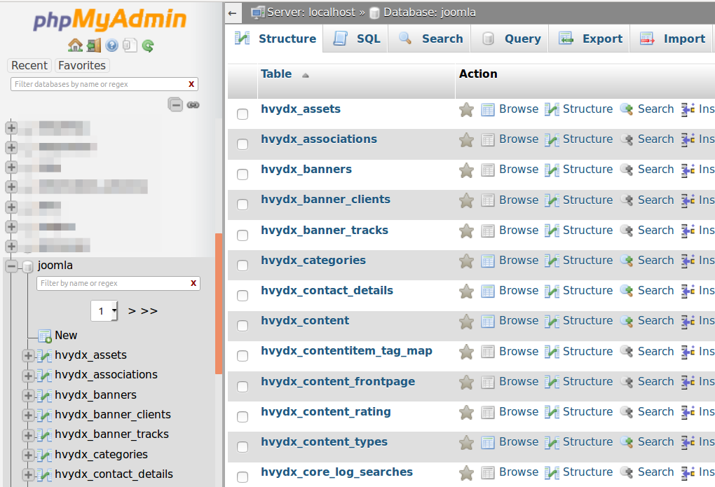 如何使用phpMyAdmin导出Joomla数据库