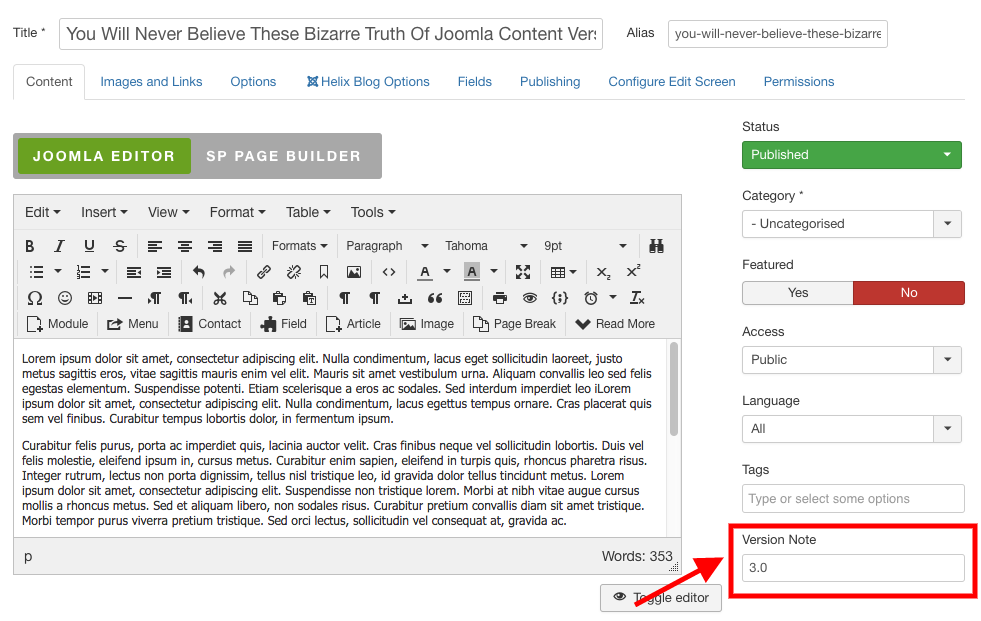 如何在Joomla中使用内容版本控制